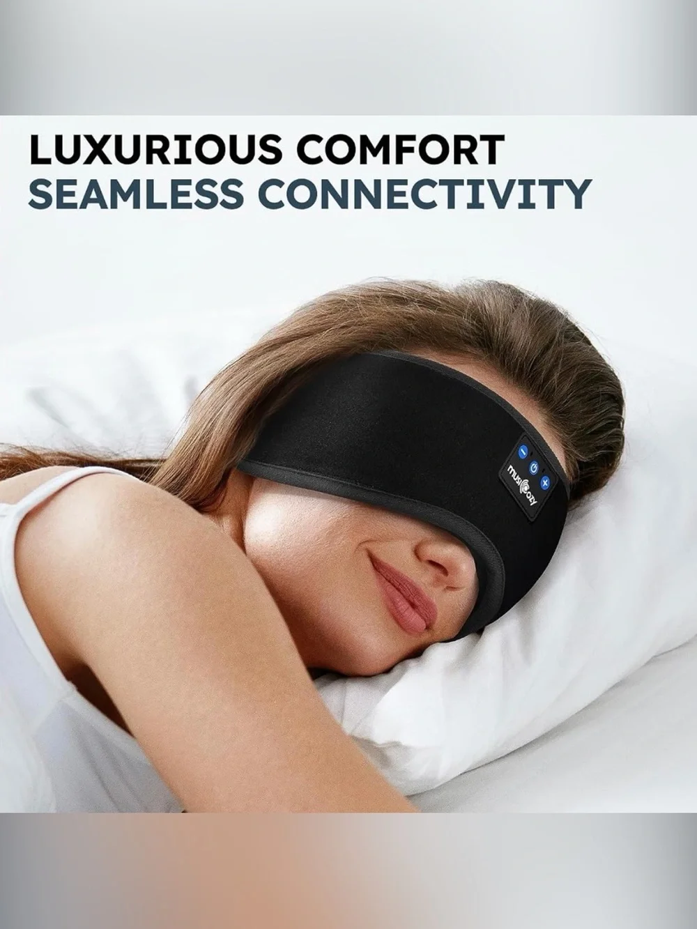 MUSICOZY Bluetooth 5.4 Sleep Headphones Sleeping Eye Mask Earbuds Headband NEW